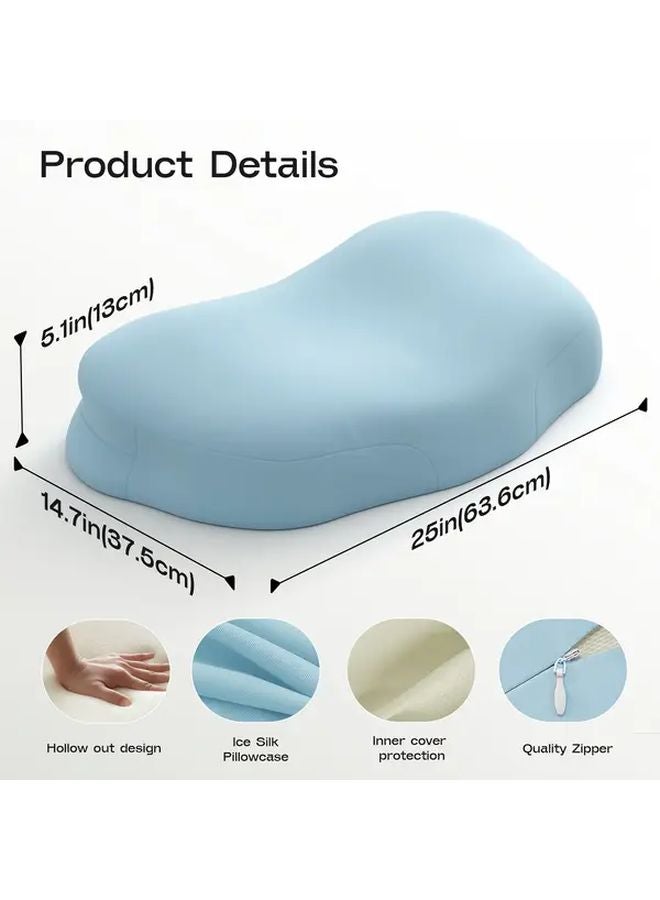 Light Blue Ergonomic Cloud Neck Pillow For Side Back Stomach Sleepers With Detachable Breathable Cover - Image 3